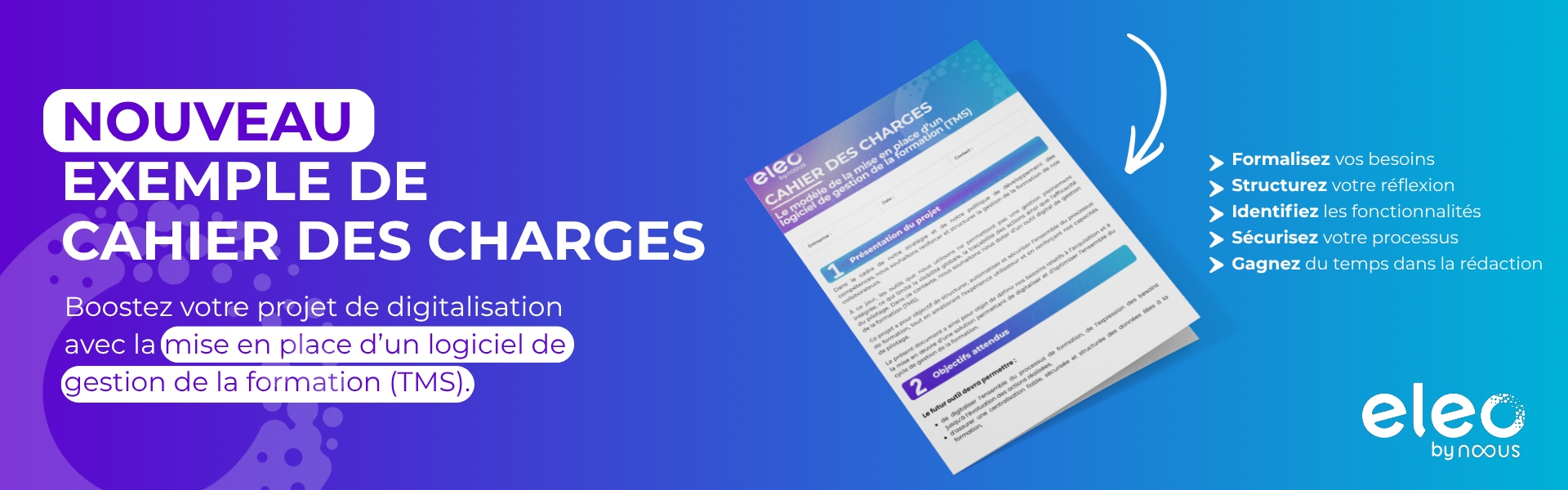 Slider site Eleo by Noous nouveau lead magnet cahier des charges